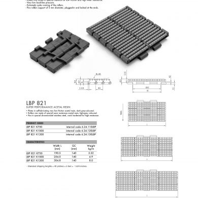 Łańcuch płytkowy z taśmą koralikową LBP821-K1000